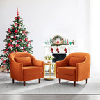 Set van 2 accentfauteuils van 28.34W, fluwelen kuipstoel met poten van massief hout