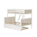 Letto a castello Max & Lily con letto estraibile, singolo sopra matrimoniale, in legno massello, stile scandinavo, per bambini