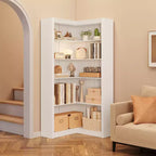 Nero/Bianco/Legno/Retrò, libreria angolare a L, a 5 ripiani, singola