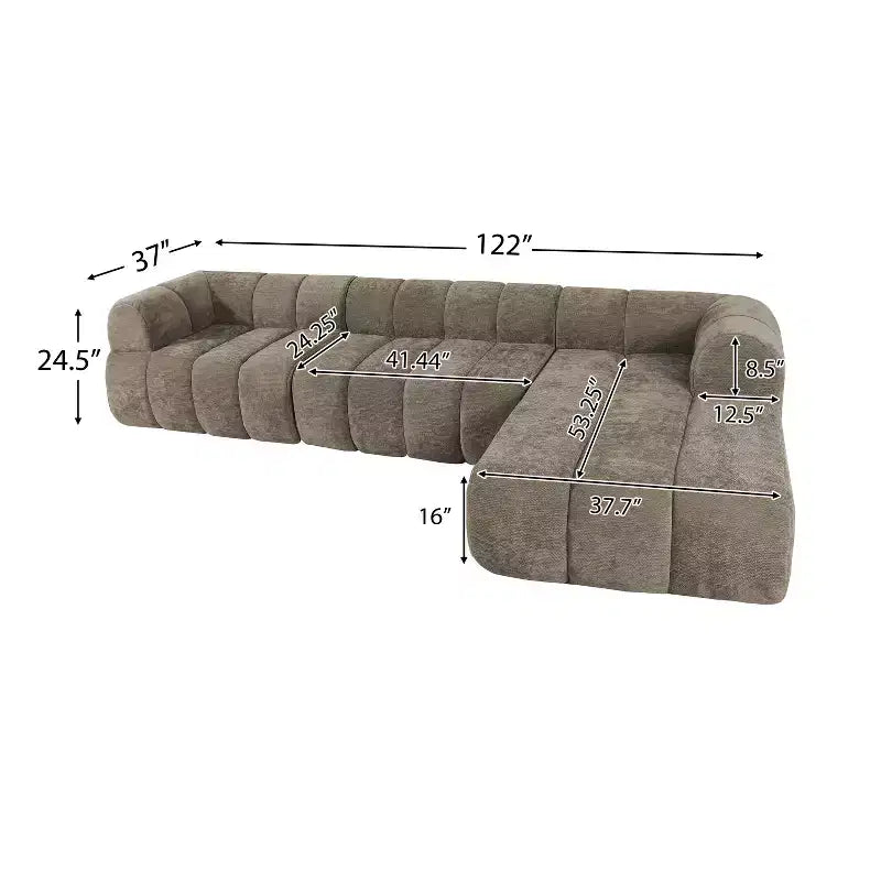 Christopher Knight Home Keri 122 moderne L-vormige hoekbank van schuim met hoge dichtheid en lage rugleuning