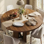 Mesa de jantar redonda extensível 47-63 para 4-8 pessoas, mesa de cozinha expansível em madeira de estilo rústico com estrutura metálica, oval e economizadora de espaço para apartamento, cinzento retro