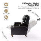 Set of 2 Elisabete Modern Wingback Genuine Leather Recliner with Vintage Nail Head Trim for Living Room and Bedroom| ART OF LIVING DESIGNS