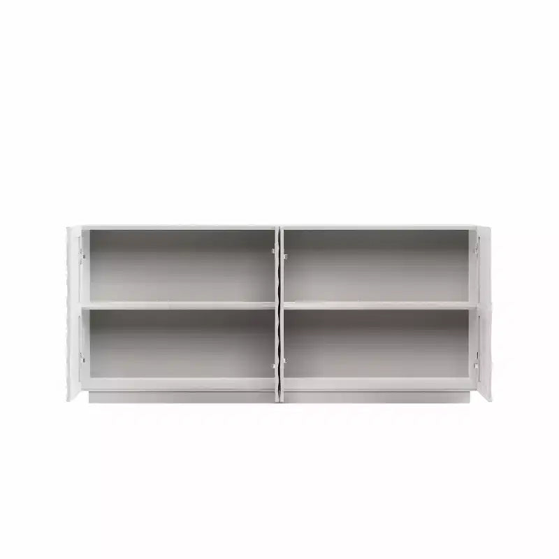 59 moderner Spiralen-Sideboardschrank, flacher kunstvoller Aufbewahrungsschrank für den Eingangsbereich mit Türen in 3D-Wellenoptik