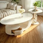 Modern White Stone Top Coffee Table with Scratch Resistant