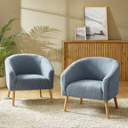 Sheila moderner Bouclé-Sessel, 30 W, mit Massivholzbeinen, 2er-Set von HULALA HOME