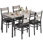Dining Table Set for 4,with 4 Upholstered Chairs,5 Pcs Wood Kitchen Dining Room Table Set with Corner Protector for Kitchen,Apartment,Small Space