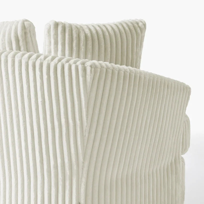 2er-Set übergroßer Cord-Sessel mit Drehfunktion, 43 W, und Kissen