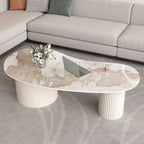 Minimalistische standaard witte ovale salontafel met 2 laden