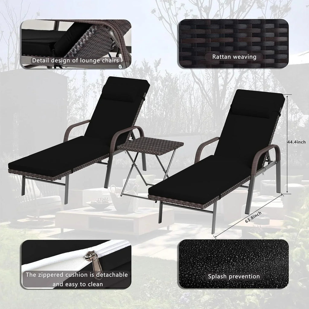 Conjunto de 3 espreguiçadeiras de exterior Kullavik