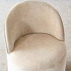 Conjunto de jantar moderno para 6 pessoas, mesa redonda com pé central, cadeiras giratórias tipo barril com rodas, chenille texturizado - Panipeachy
