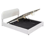 Gestoffeerd queensize bed met opbergruimte en liftmechanisme - wit