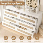 Rattan-Kommode fürs Schlafzimmer mit 6 Schubladen, 47 breite Kommode im modernen Landhausstil, Holz-Aufbewahrungsschrank und Organizer für Kleiderschrank, Wohnzimmer und Flur