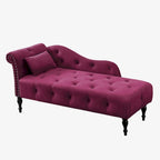 Moderne Chaiselongue, 60.6, mit Samtbezug, Knopfheftung, Beinen aus Massivholz und Ziernägeln