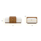 Pouf Jarmo Poly & Bark avec tablette en noyer réglable - cuir italien véritable pleine fleur