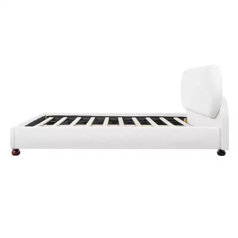 Christopher Knight Home Matteo modern bed met frame van rubberhout en bouclébekleding