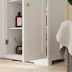 Meuble de salle de bains HOMCOM avec étagère réglable, meuble de rangement autoportant avec 4 tiroirs et 2 portes, blanc