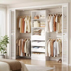 Besiost-Schrankorganisationssystem aus Holz, 4-9 Ft, mit 4 Schubladen, 4 Kleiderstangen und Regaltürmen