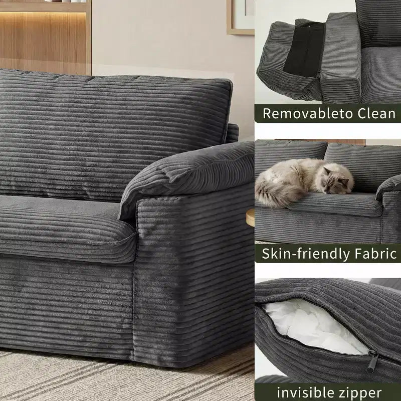 Divanetto a due posti Dyonery 86 Cloud, seduta profonda e cuscini con braccioli larghi, struttura robusta, design ergonomico traspirante