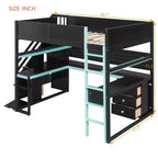 Lit mezzanine de jeu en bois Scott de GDFStudio, avec escalier de rangement, bureau, étagères et panneau perforé