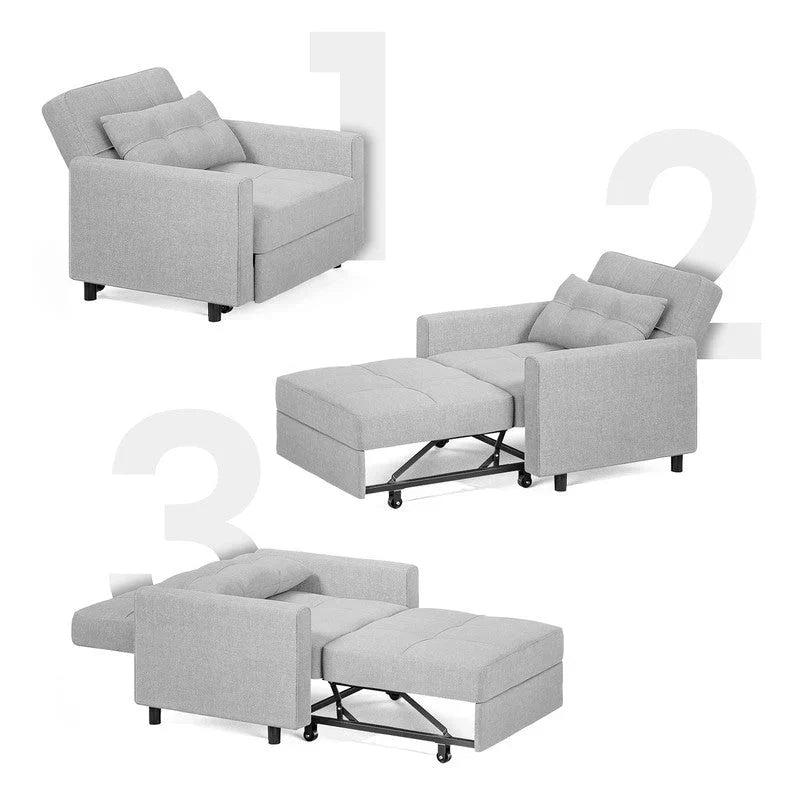 Sofá-cama ajustável 3 em 1, sofá-cadeirão extensível, cama dobrável convertível para sala de estar