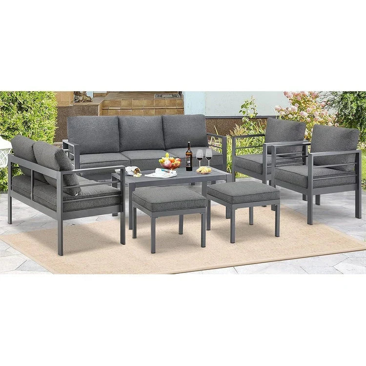 AECOJOY 7-teiliges Gartenmöbelset aus Aluminium für draußen