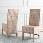 Set van 2 eetkamerstoelen van naturel rotan, 19W x 22D x 41H, boho-kuststijl