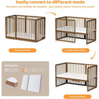 JOYMOR 8-in-1-converteerbaar babybed, inclusief 2 matrassen, om te bouwen tot wieg, halfhoog bed, babybed voor een groot bed, ligbed, peuterbed en box