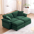2-Sitzer-Sofa mit 2 Sitzkissen, 2 Kissen und 2 Hockern, bequemes Sofa - tiefes Sofa fürs Wohnzimmer, modulares Sofa