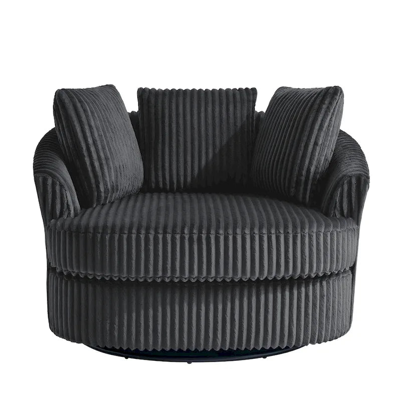 2er-Set übergroßer Cord-Sessel mit Drehfunktion, 43 W, und Kissen