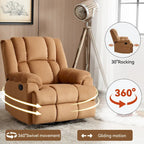 Groene extra grote handmatige relaxfauteuil met draaifunctie, schommelfunctie en stoffen bekleding