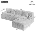 Modułowa sofa narożna Cloud, nowoczesna tapicerowana kanapa z 2 poduszkami dekoracyjnymi, dowolnie konfigurowana, w kształcie litery L