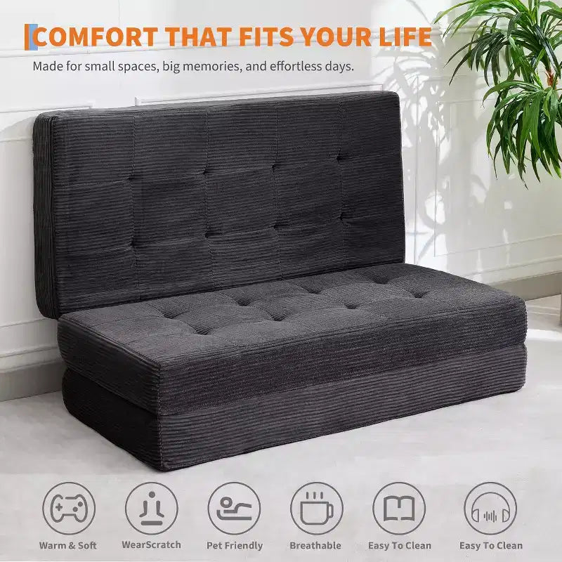 Divano letto in memory foam pieghevole in 3 parti, 39x75, materasso trapuntato da 6