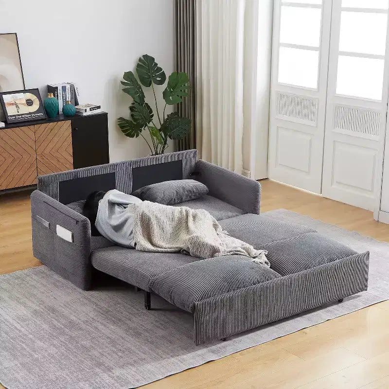 Divano letto in velluto a coste da 64.5, convertibile 3 in 1 con letto estraibile