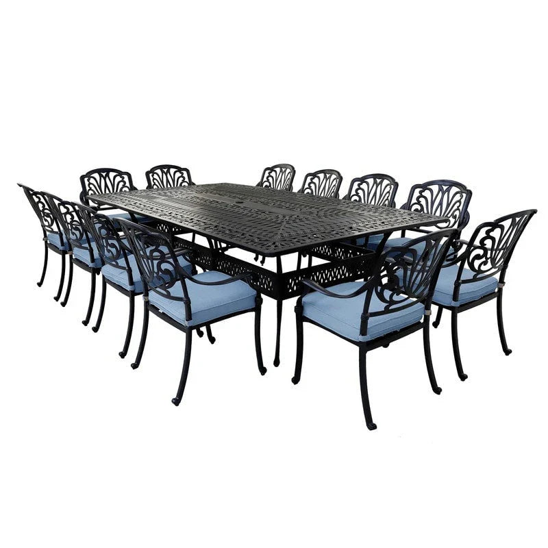 Set da pranzo in alluminio color canna di fucile da 13 pezzi Manasquan di Havenside Home