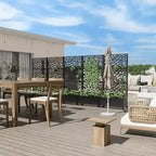 Fioriera MAYEERTY con griglia a traliccio in ferro nero, stile 01, 72x47x16in, set da 3 pezzi