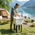 Tragbares Mehrzweck-Waschbecken mit Waschbottich, freistehendes Waschbecken mit Wasserhahn, Seifenspender und Schläuchen
