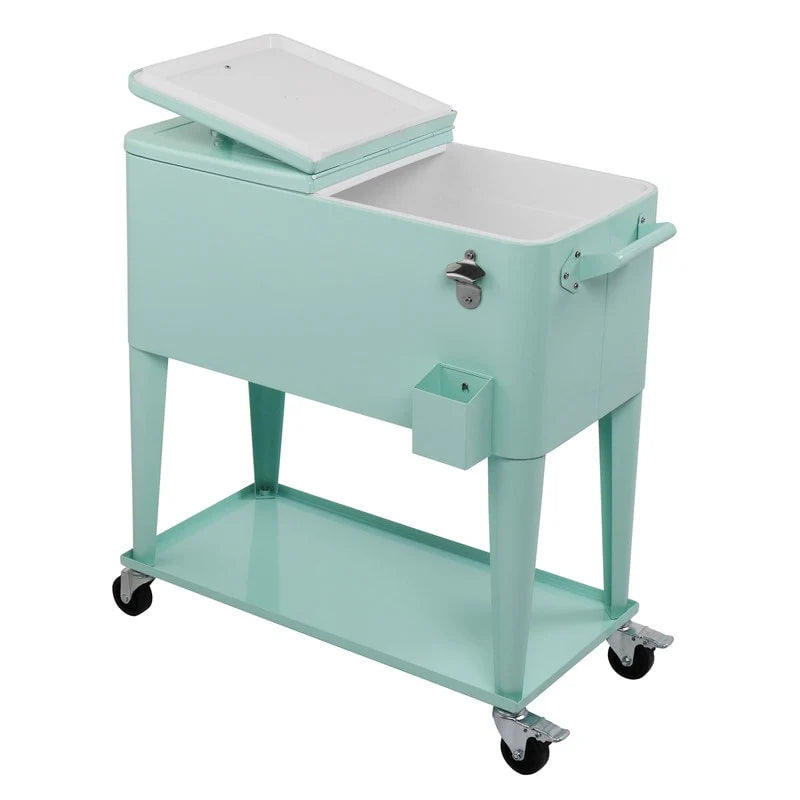 80QT koelbox van ijzer met spuitafwerking en plank