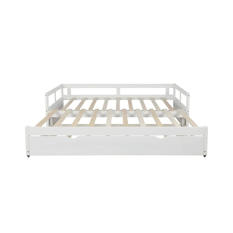 Uitschuifbaar ligbed met onderschuifbed, houten ligbed met onderschuifbed
