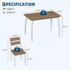 5-teiliges Küchenmöbel-Set mit Metallgestell, Tisch und Stühlen, mit abgeschrägtem Design