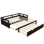 Uitschuifbaar ligbed met onderschuifbed, houten ligbed met onderschuifbed