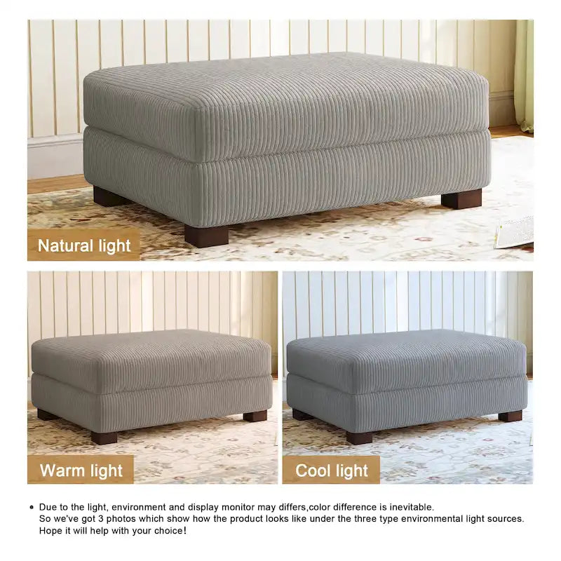 Grand pouf décoratif moderne en velours côtelé