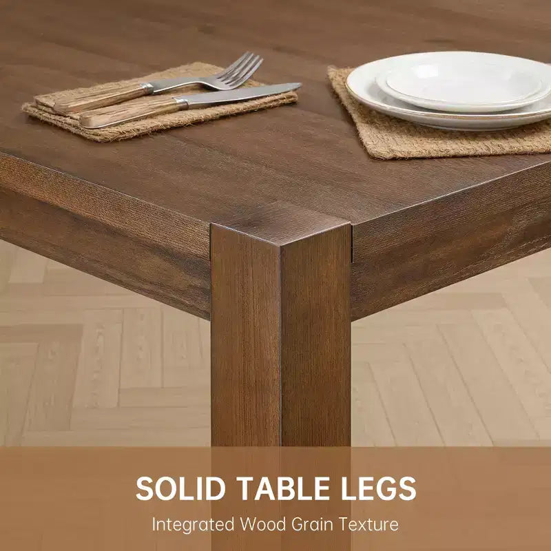 Moderne eetset - 80 tafel + 6 gestoffeerde stoelen, massief houten frame, tafelcapaciteit van 400 lbs, eenvoudig te monteren