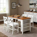 Set Homy Casa da 5 pezzi con tavolo da pranzo e sedie ad altezza bancone, ripiani contenitori, bianco e noce, stile rustico moderno