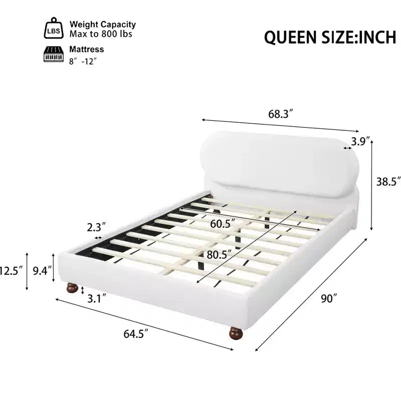 Christopher Knight Home Matteo modern bed met frame van rubberhout en bouclébekleding