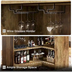 Meuble-bar en L avec porte-verres à pied pour bar à domicile