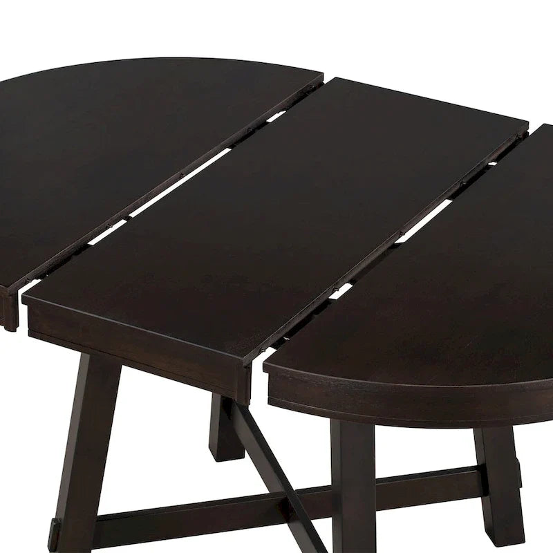 Mesa de jantar redonda extensível em estilo rústico, em madeira, com extensão de 16 polegadas