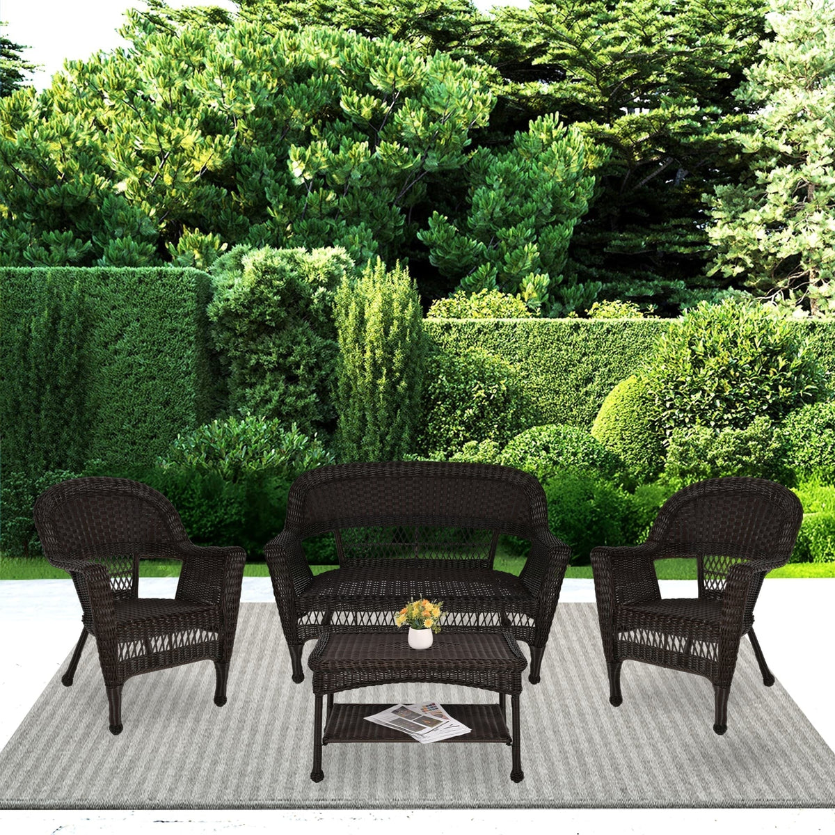 4-teiliges Gesprächsset aus Rattan für die Terrasse