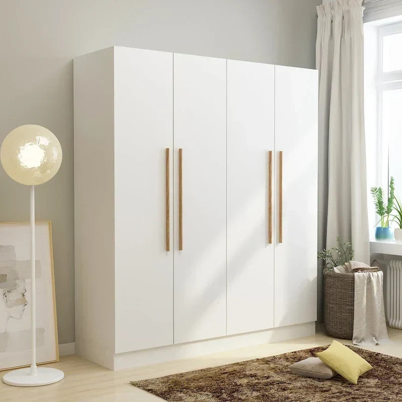Moderner freistehender Kleiderschrank aus Massivholz mit Einlegeböden
