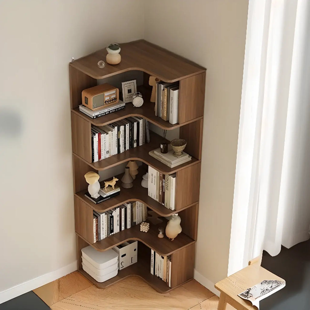Libreria angolare in legno ingegnerizzato con 6 ripiani