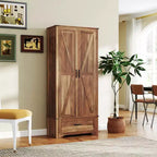 Dispensa HOMCOM in stile rustico da 72 con ante a fienile, mobile alto da cucina con ripiani regolabili e cassetto